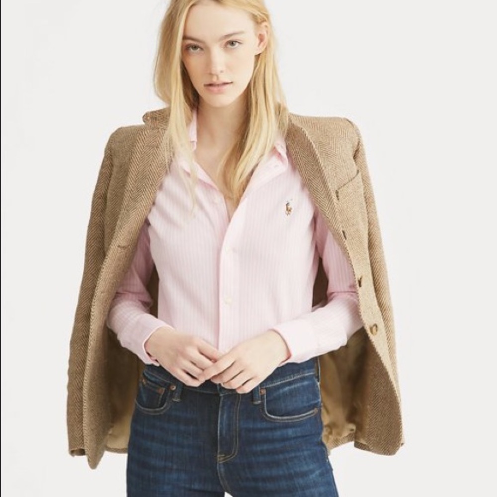 Ralph Lauren Women’s Oxford Size 10 Pink & White